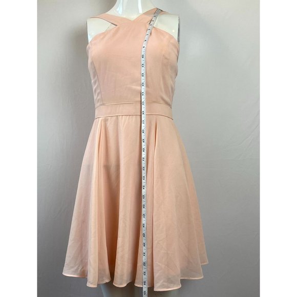 Lulus Womens Taupe Skater Dress Back Zip #D15376S Peach Size Medium - Picture 5 of 8